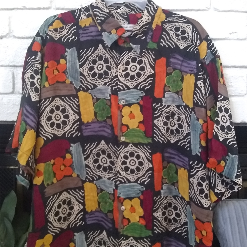 Burma Bibas %100 silk Hawaiian shirt